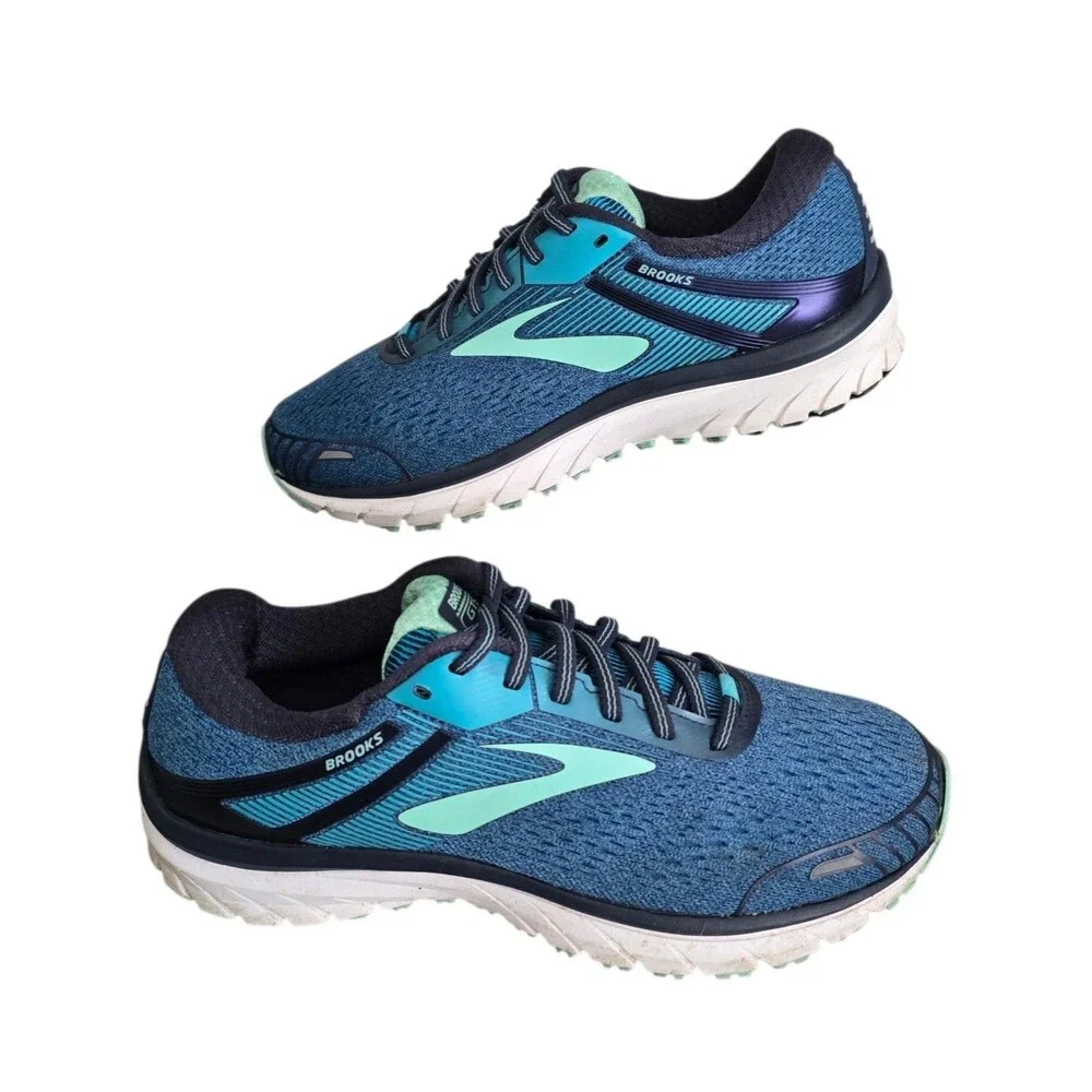 Brooks Adrenaline GTS 18 Sneakers Womens Size 9.5 Wide Teal Blue Running Shoes